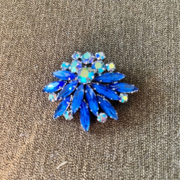 Vintage cobalt crystal brooch - Picture 3 of 5